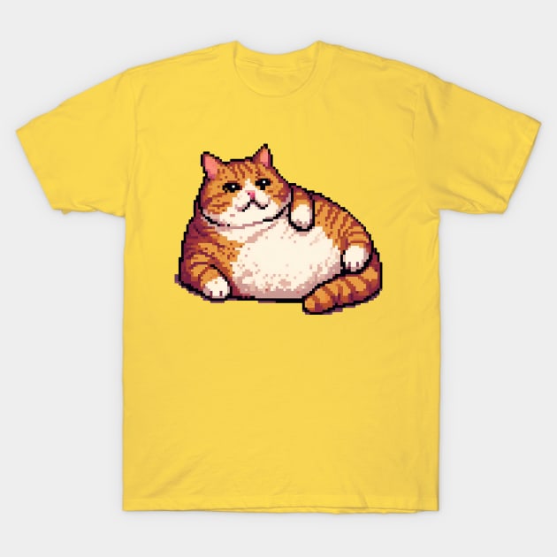 Orange fat cat meme pixel art T-Shirt by beangeerie